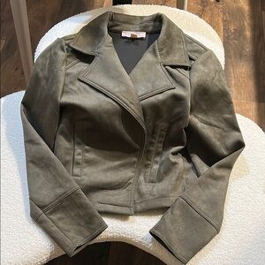 Philosophy Olive Green Faux Suede Leather Moto Jacket